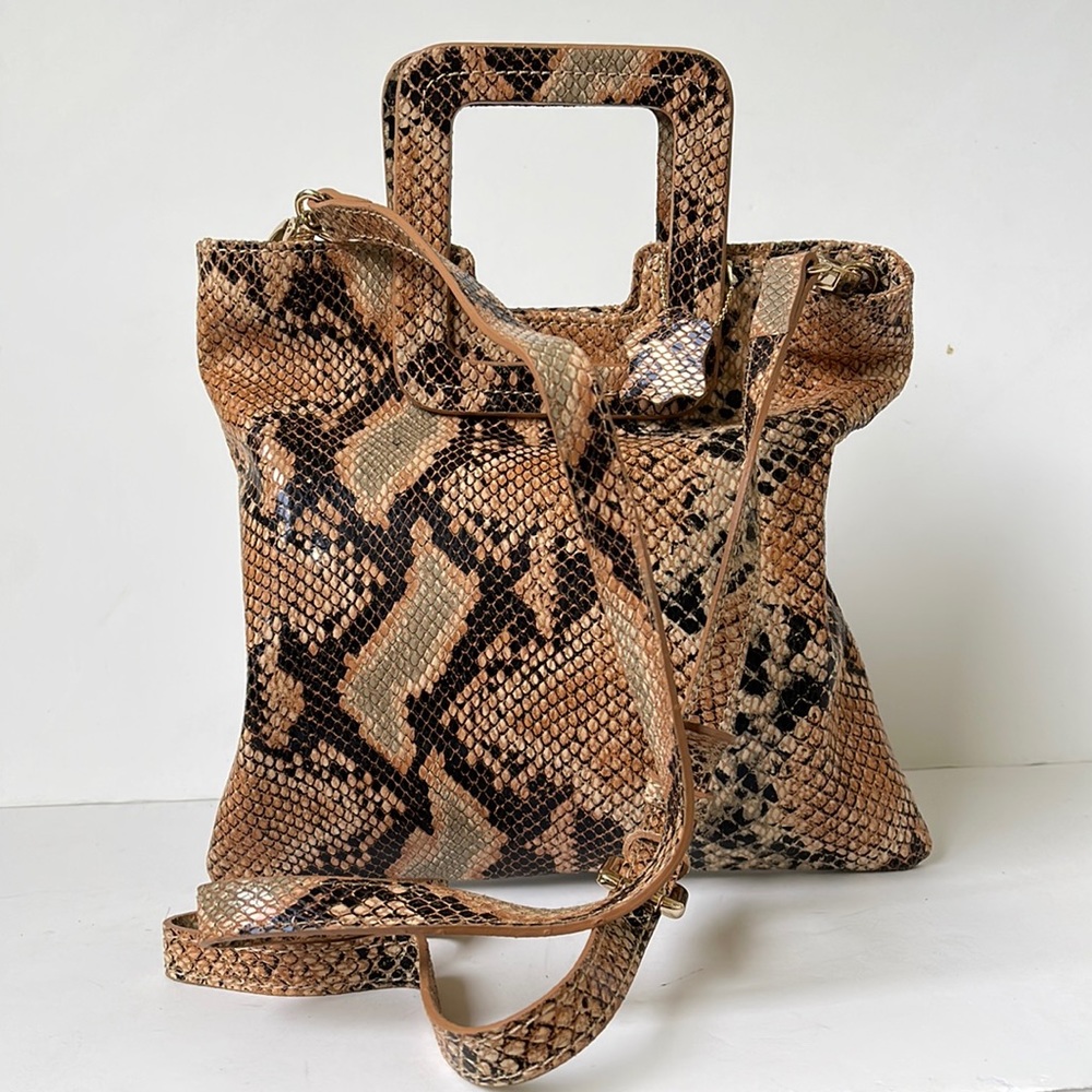 TMRW STUDIO Mateo Snakeskin Embossed Foldover Clutch